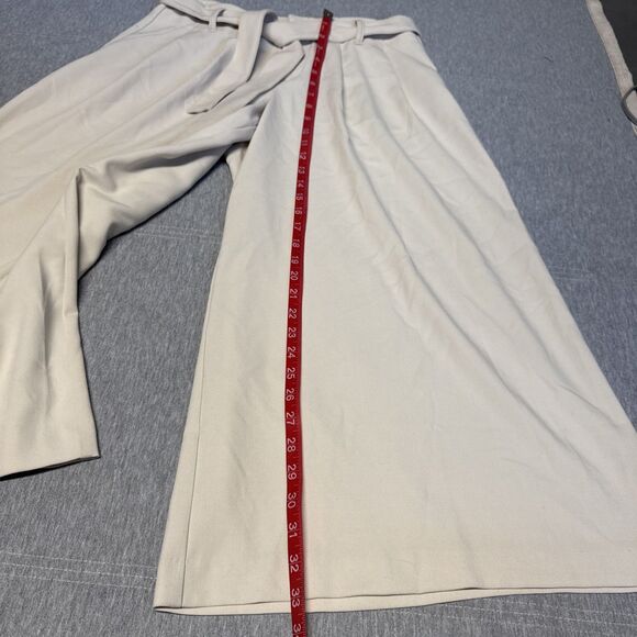 Anthropologie Maeve Tan Culottes Cropped Wide Leg Pants Womens 8 Belted Stretchy - Picture 8 of 14